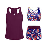 Tempt Me Three Piece Tankini Swimsuits for Women Athletic Bathing Suits Swim Tank Top with Boy Shorts and Bra Modest Swimwear #Outdoorfun Fathersdaygift