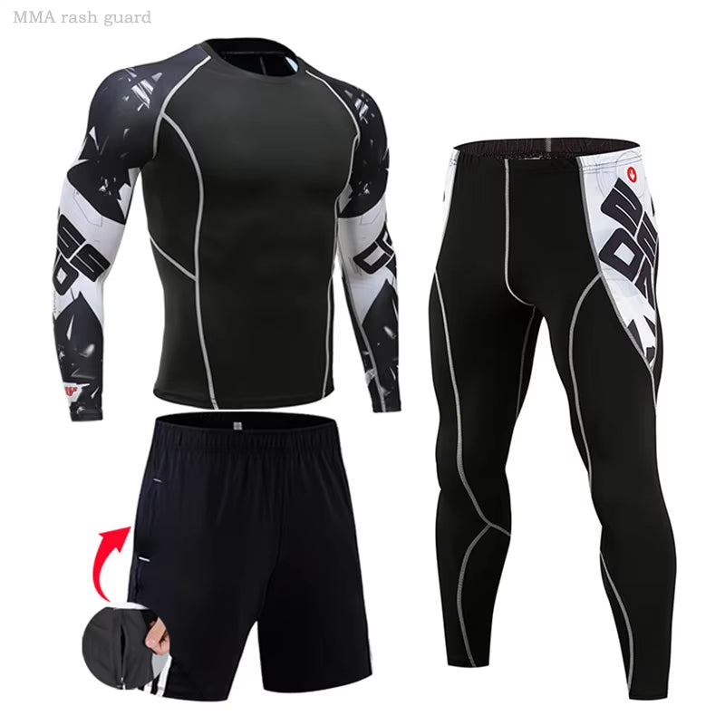 Men'S Compression Sportswear Suits Gym Tights Training Clothes Workout Jogging Sports Set Running Rashguard Tracksuit for Men