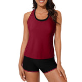 Aleumdr Womens Athletic 3 Piece Tankini Swimsuits with Shorts Swim Tank Tops with Sports Bra and Boyshorts Bathing Suits Sport Swimming Clothing Beach Fathersdaygift