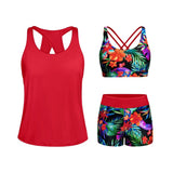 Tempt Me Three Piece Tankini Swimsuits for Women Athletic Bathing Suits Swim Tank Top with Boy Shorts and Bra Modest Swimwear #Outdoorfun Fathersdaygift