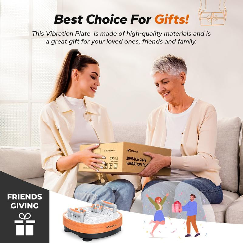 Fathersdaygif MERACH round Model Vibration Plate Exercise Machine with Massage, Lymphatic Drainage Machine, Whole Body Workout for Fitness, Gifts