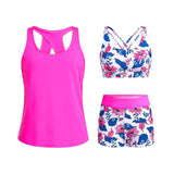 Tempt Me Three Piece Tankini Swimsuits for Women Athletic Bathing Suits Swim Tank Top with Boy Shorts and Bra Modest Swimwear #Outdoorfun Fathersdaygift