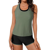 Aleumdr Womens Athletic 3 Piece Tankini Swimsuits with Shorts Swim Tank Tops with Sports Bra and Boyshorts Bathing Suits Sport Swimming Clothing Beach Fathersdaygift