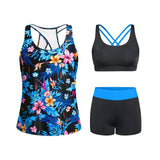 Tempt Me Three Piece Tankini Swimsuits for Women Athletic Bathing Suits Swim Tank Top with Boy Shorts and Bra Modest Swimwear #Outdoorfun Fathersdaygift