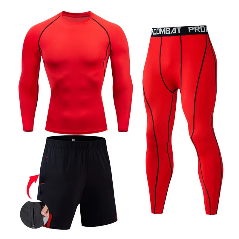 Men'S Compression Sportswear Suits Gym Tights Training Clothes Workout Jogging Sports Set Running Rashguard Tracksuit for Men