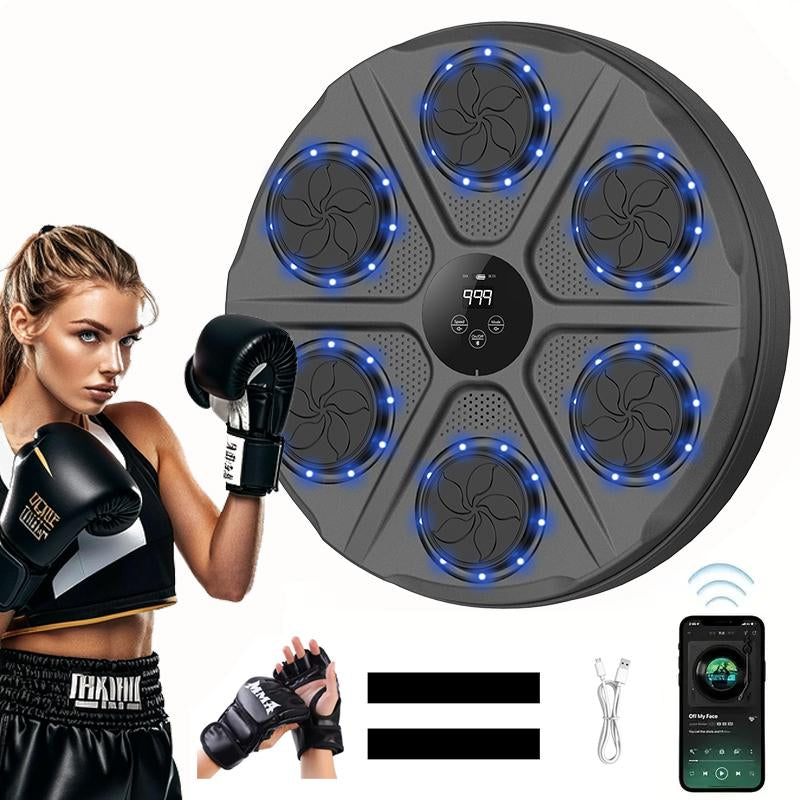 1PC Upgrade Adds Six-Target Smart Boxing Training Set, Musical Boxing Machine with Gloves, Intelligent Counting Boxing Machine, Electronic Boxing Training Target, 12-Speed Adjustable, 12-Punch Mode Musical Boxing Machine Protective Gear Boxing Equipment