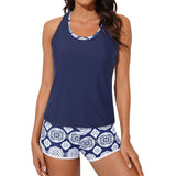 Aleumdr Womens Athletic 3 Piece Tankini Swimsuits with Shorts Swim Tank Tops with Sports Bra and Boyshorts Bathing Suits Sport Swimming Clothing Beach Fathersdaygift