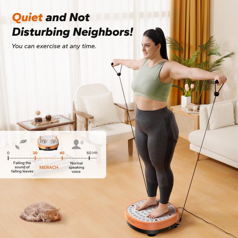 Fathersdaygif MERACH round Model Vibration Plate Exercise Machine with Massage, Lymphatic Drainage Machine, Whole Body Workout for Fitness, Gifts